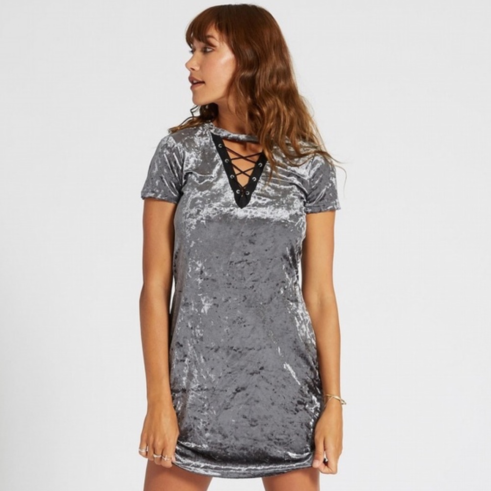 NWOT Velvet Lace Up Dress Womens Large No Comment